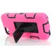 iPhone 4 4s - 3 Piece Hard Plastic Silicone Hybrid Shock Proof Drop KickStand Protective Phone Cover Case - Rose Black